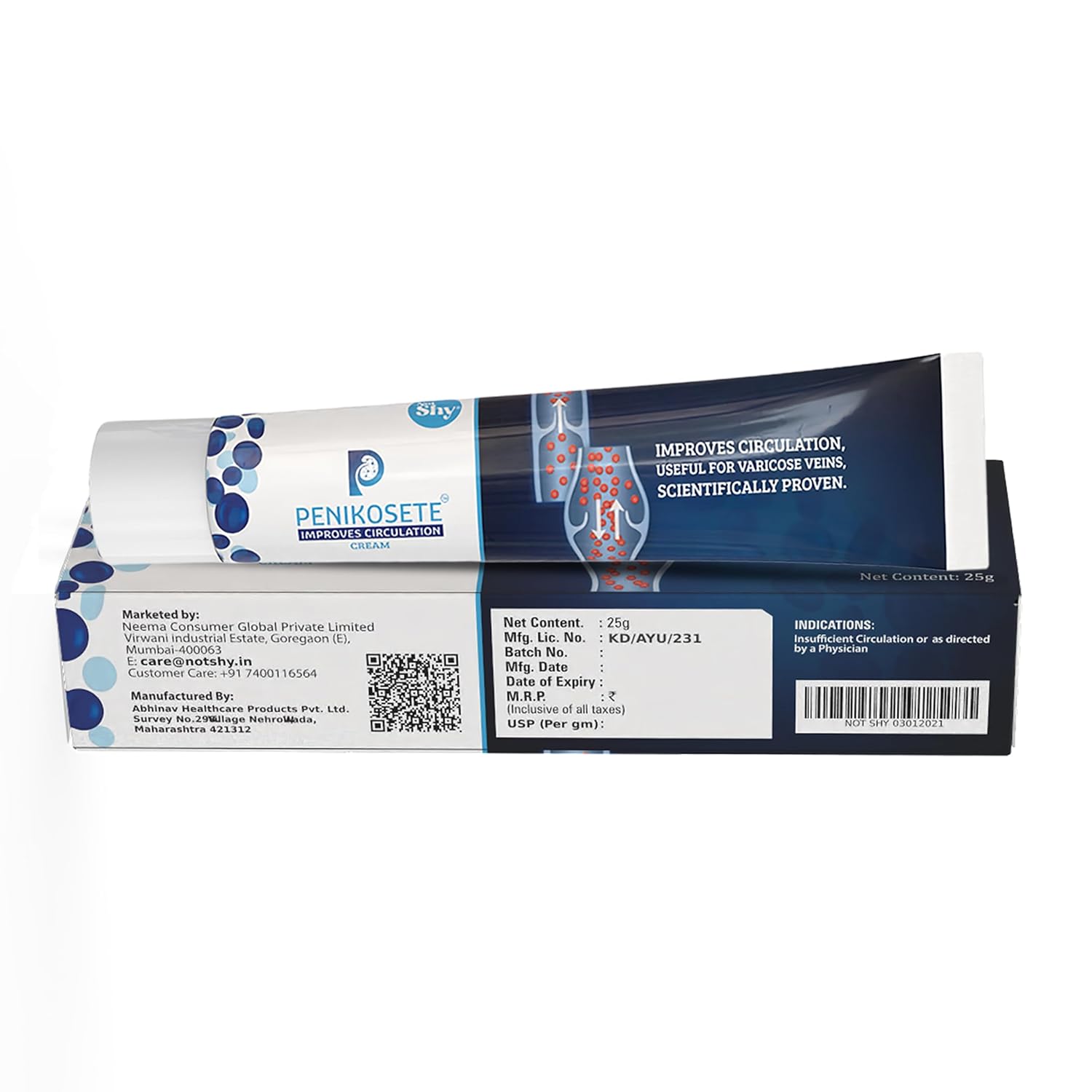PENIKOSETE Cream Ayurvedic Solution For Management Of Varicose Veins, Spider Veins, Varicocele Helps reach the root cause of varicose veins Reduces Cramps, Itching & Swelling. Single Tube (25 gms). – view 2
