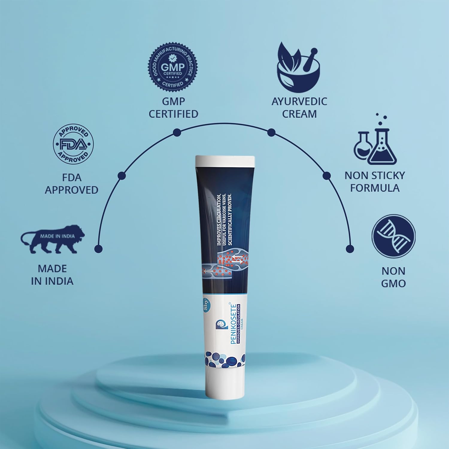 PENIKOSETE Cream Ayurvedic Solution For Management Of Varicose Veins, Spider Veins, Varicocele Reduces Cramps, Itching & Swelling. Buy 2 Get 1 Free (75 gms). – view 6