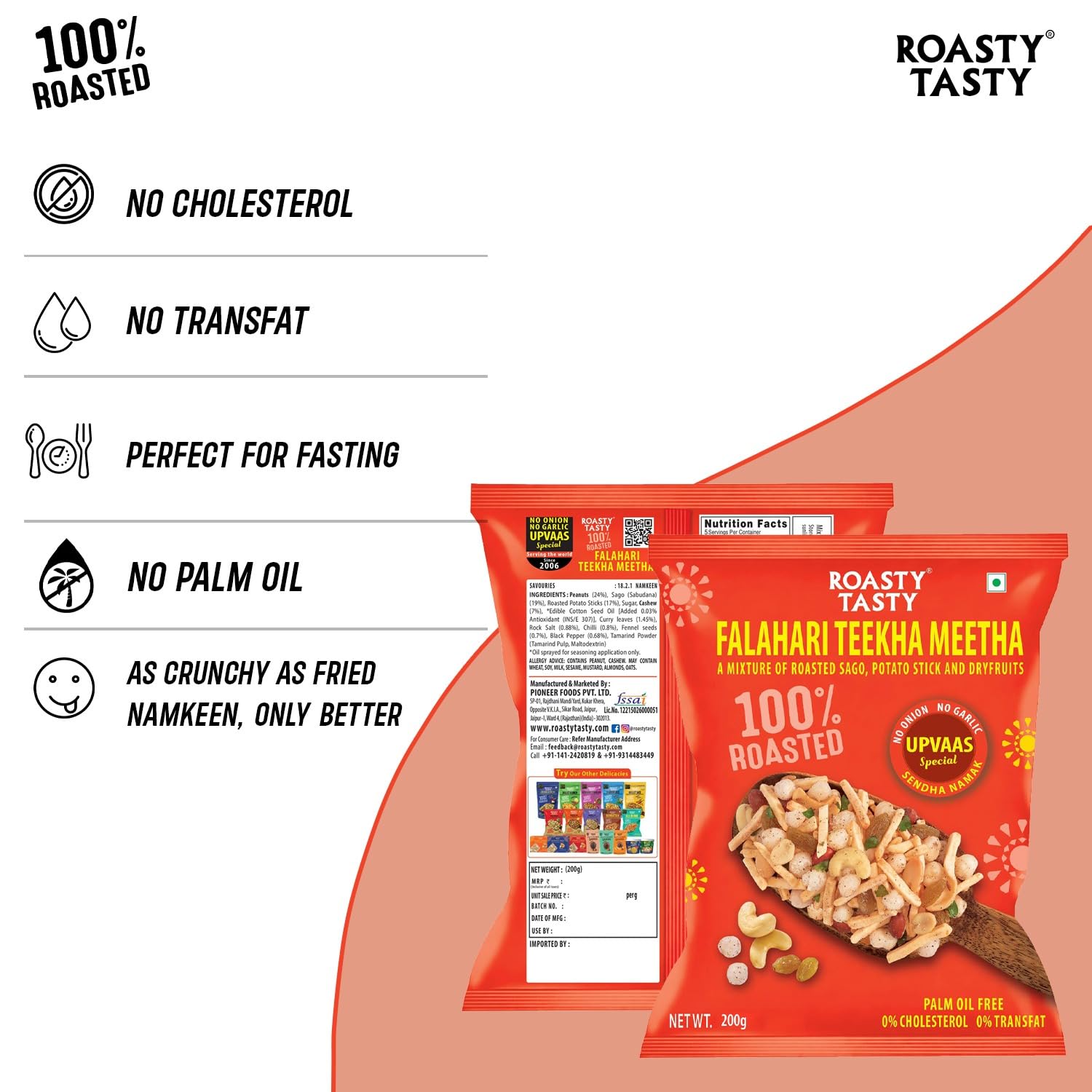 Roasty Tasty Falahari Theekha Meetha Mix Roasted Namkeen Snack 200g – view 3