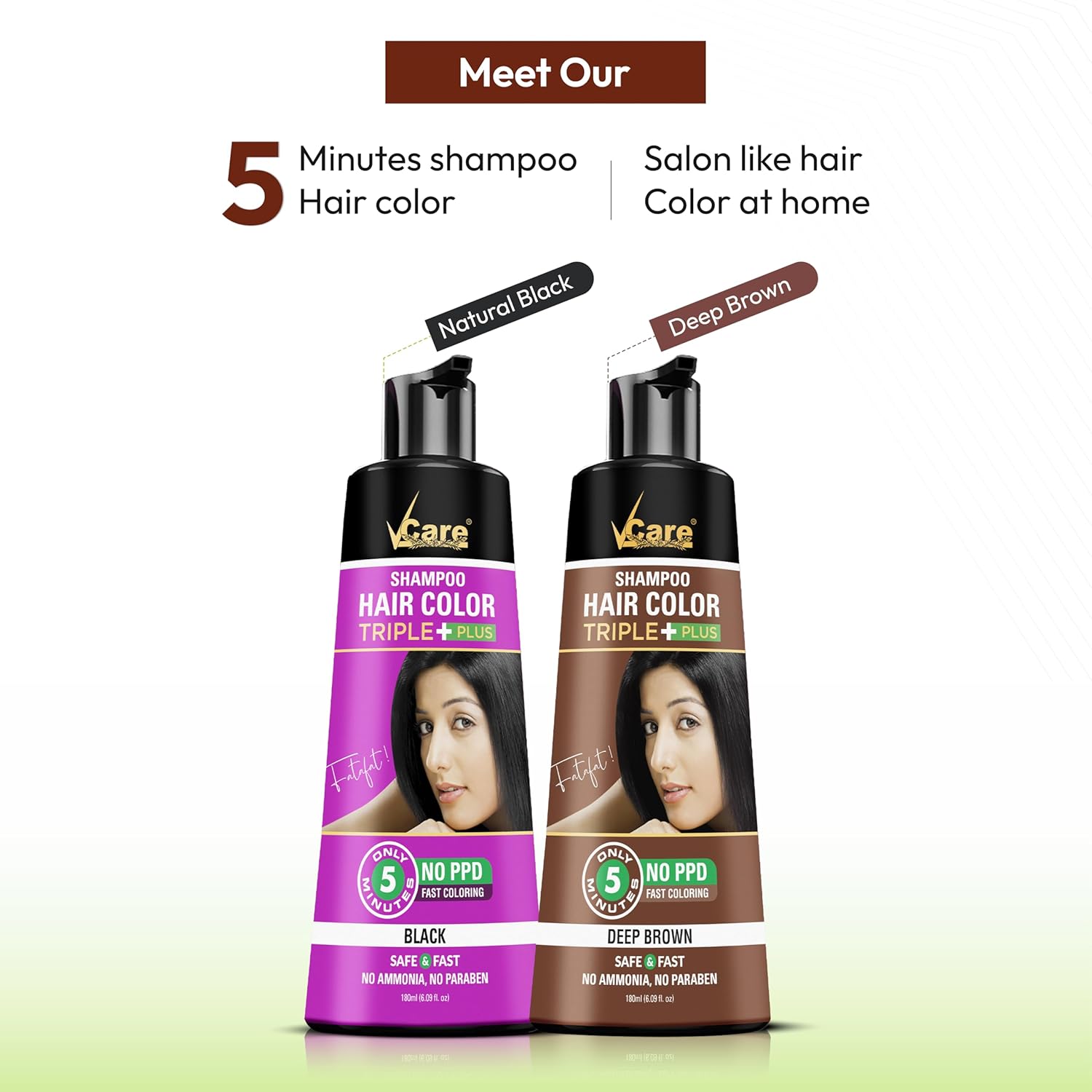 VCare Hair Colour Shampoo for Men and Women, 180ml, Deep Brown – view 5