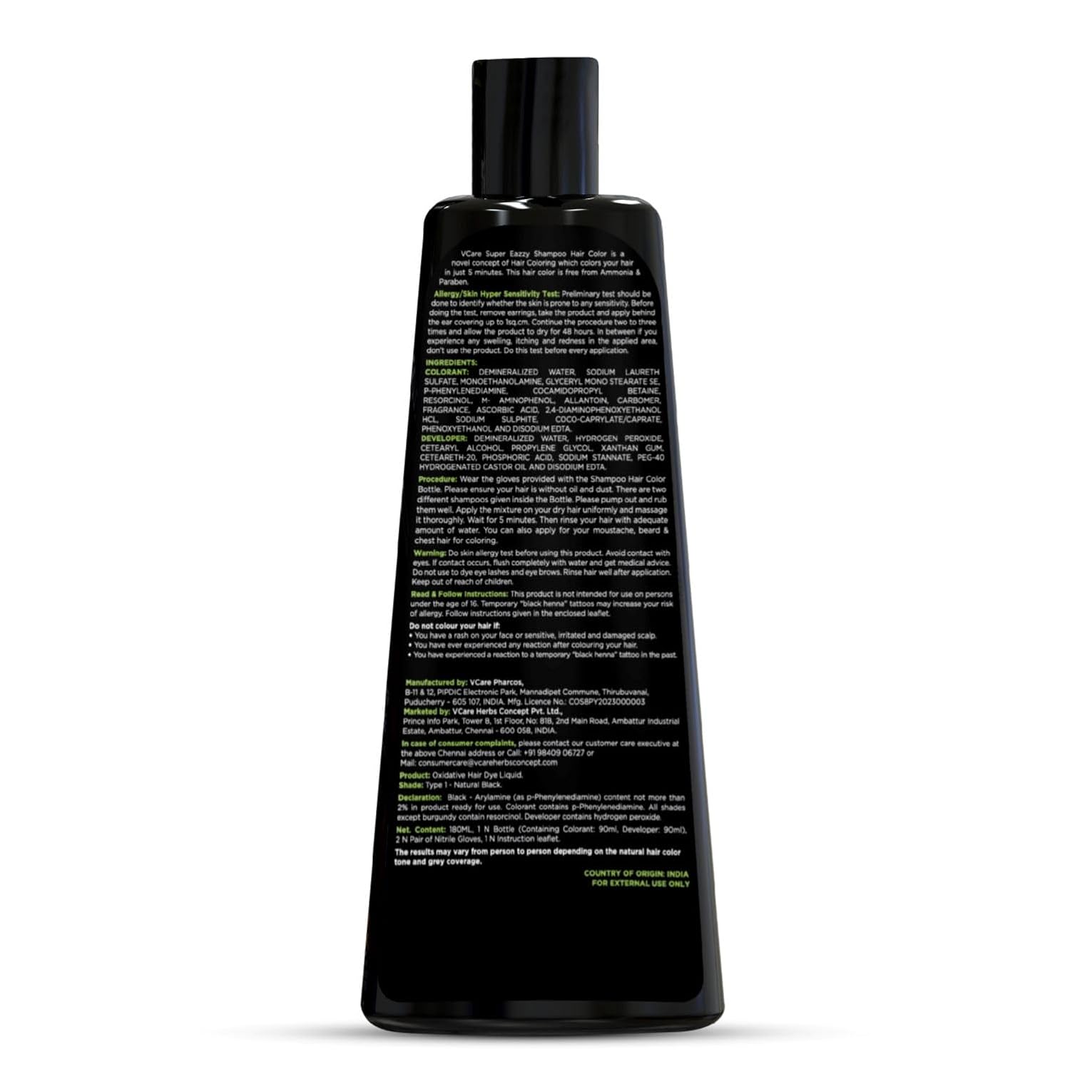 VCare Super Eazzy Hair Colour Shampoo for Women and Men 180ml – view 7