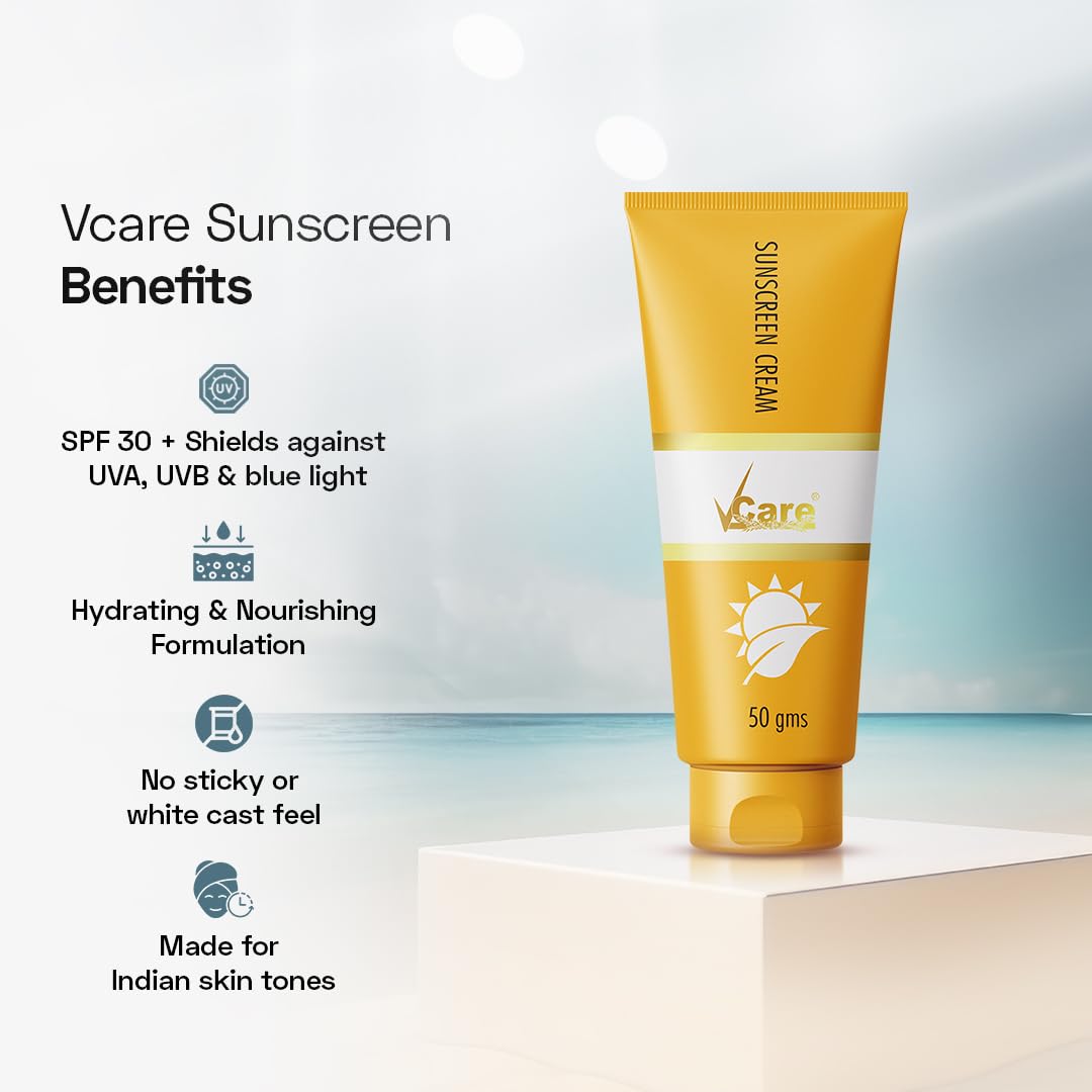 VCare Sunscreen SPF 30 Matte Cream 50g for Women & Men For All Skin Types (white) – view 2