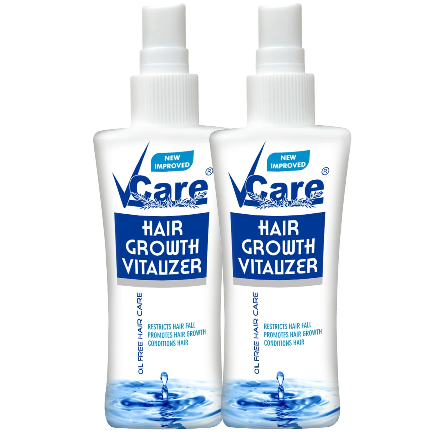VCare Hair Growth Vitalizer for Men & Women, Oil-Free Hair Serum, Reduces Hair Fall, Boosts Hair Growth, Nourishes Scalp, Non-Sticky Formula, 2 x 100ml, Hair Care Essential for All Hair Types