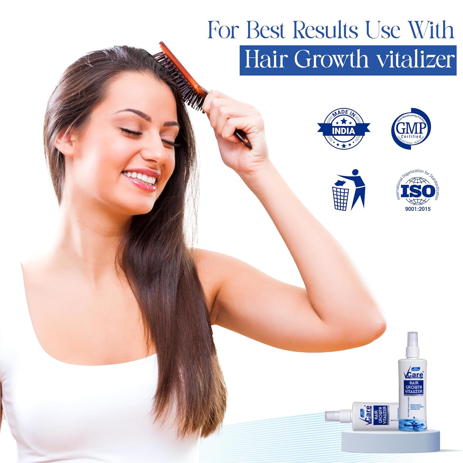 VCare Hair Growth Vitalizer for Men & Women, Oil-Free Hair Serum, Reduces Hair Fall, Boosts Hair Growth, Nourishes Scalp, Non-Sticky Formula, 2 x 100ml, Hair Care Essential for All Hair Types – view 6