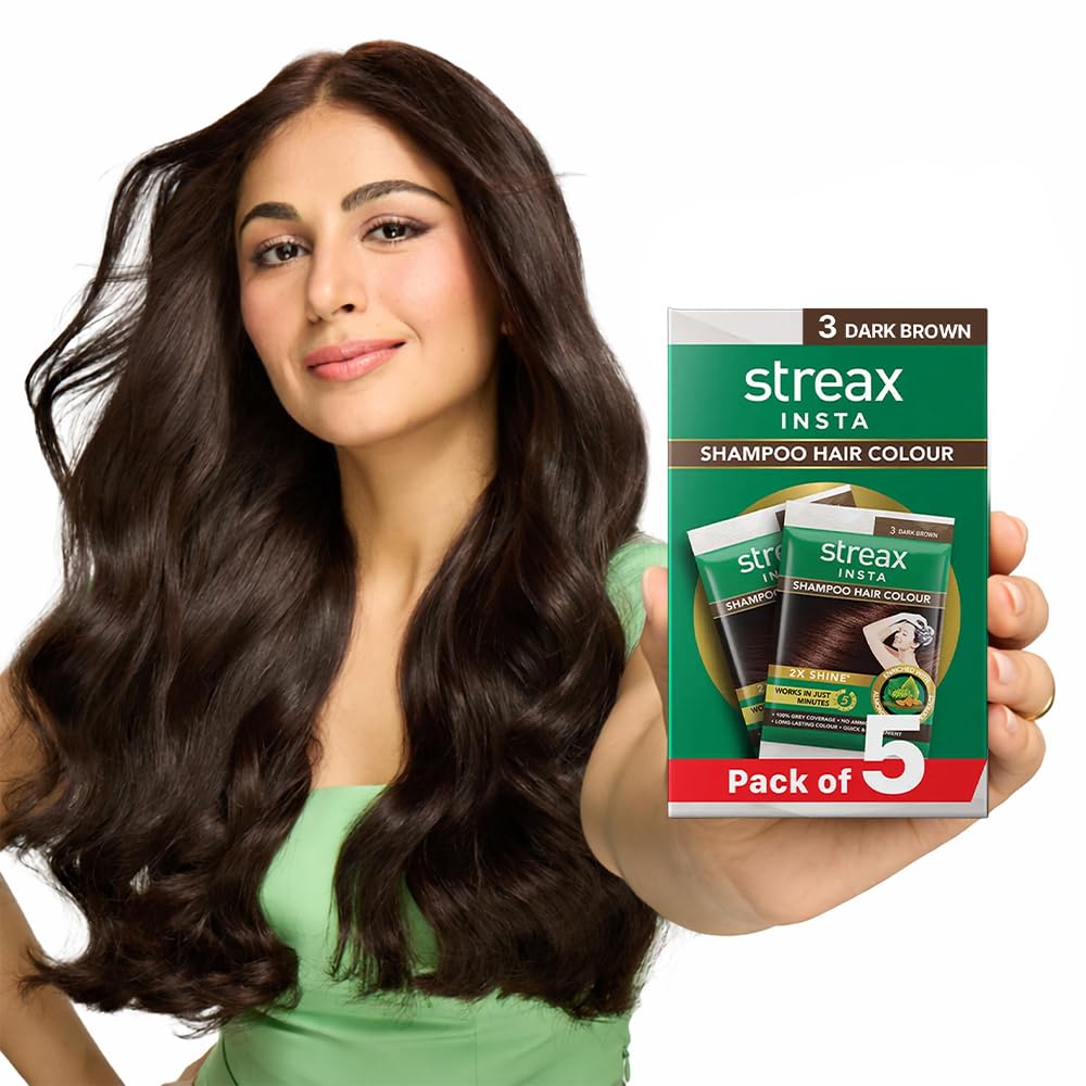 Streax Insta Shampoo Hair Colour Dark Brown for Women and Men, Pack of 5 – view 6