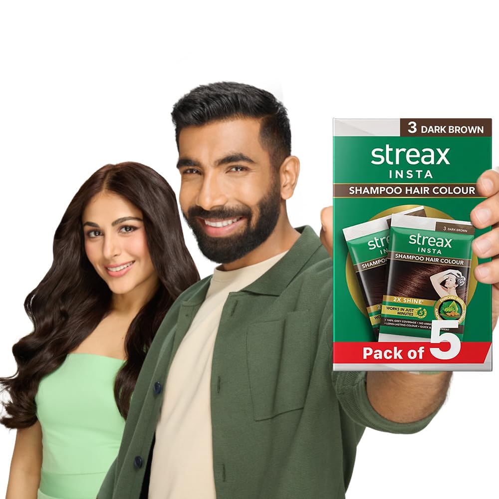 Streax Insta Shampoo Hair Colour Dark Brown for Women and Men, Pack of 5 – view 8