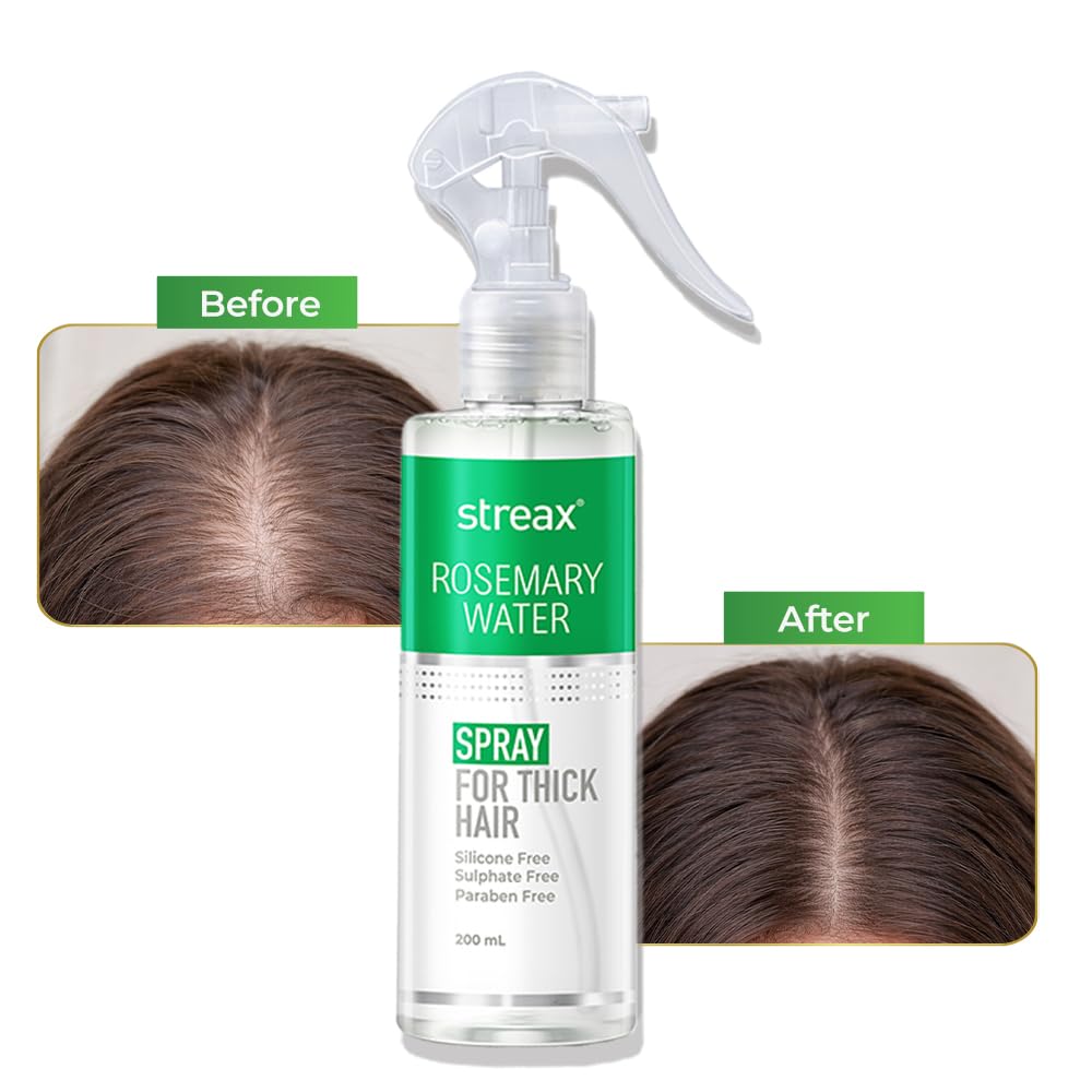 Streax Rosemary Hair Spray - 200ml , 100% Natural Extracts For Hair Growth , Stronger & Thicker Hair, Reduces Hair Fall , Nourishes Scalp & Stimulates Roots , Non-Sticky , Sulphate & Paraben-Free, Rosemary Water Spray for Hair Growth – view 6