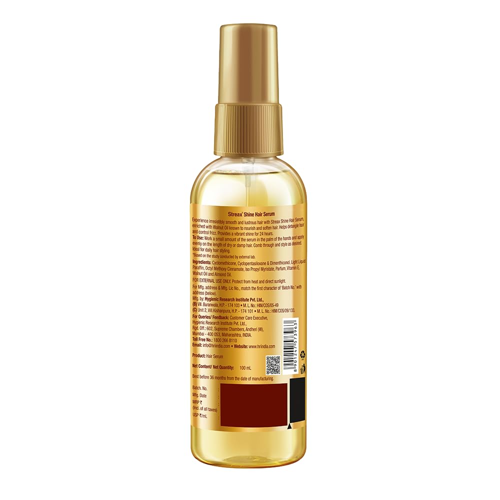 Streax Hair Serum 50ml, Hair serum for Dry & Frizzy Hair,for Women & Men, for Curly Hair, Wavy Hair, Straight Hair, Silk & Shine Vitalised with Walnut Oil – view 7