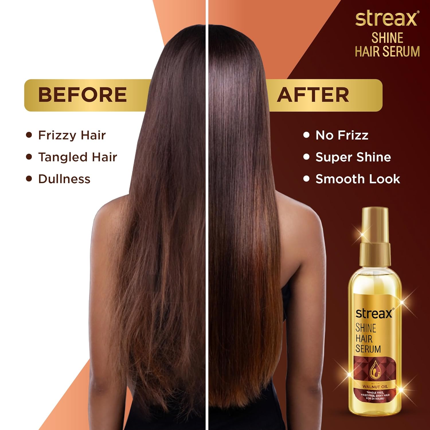 Streax Hair Serum 50ml, Hair serum for Dry & Frizzy Hair,for Women & Men, for Curly Hair, Wavy Hair, Straight Hair, Silk & Shine Vitalised with Walnut Oil – view 5