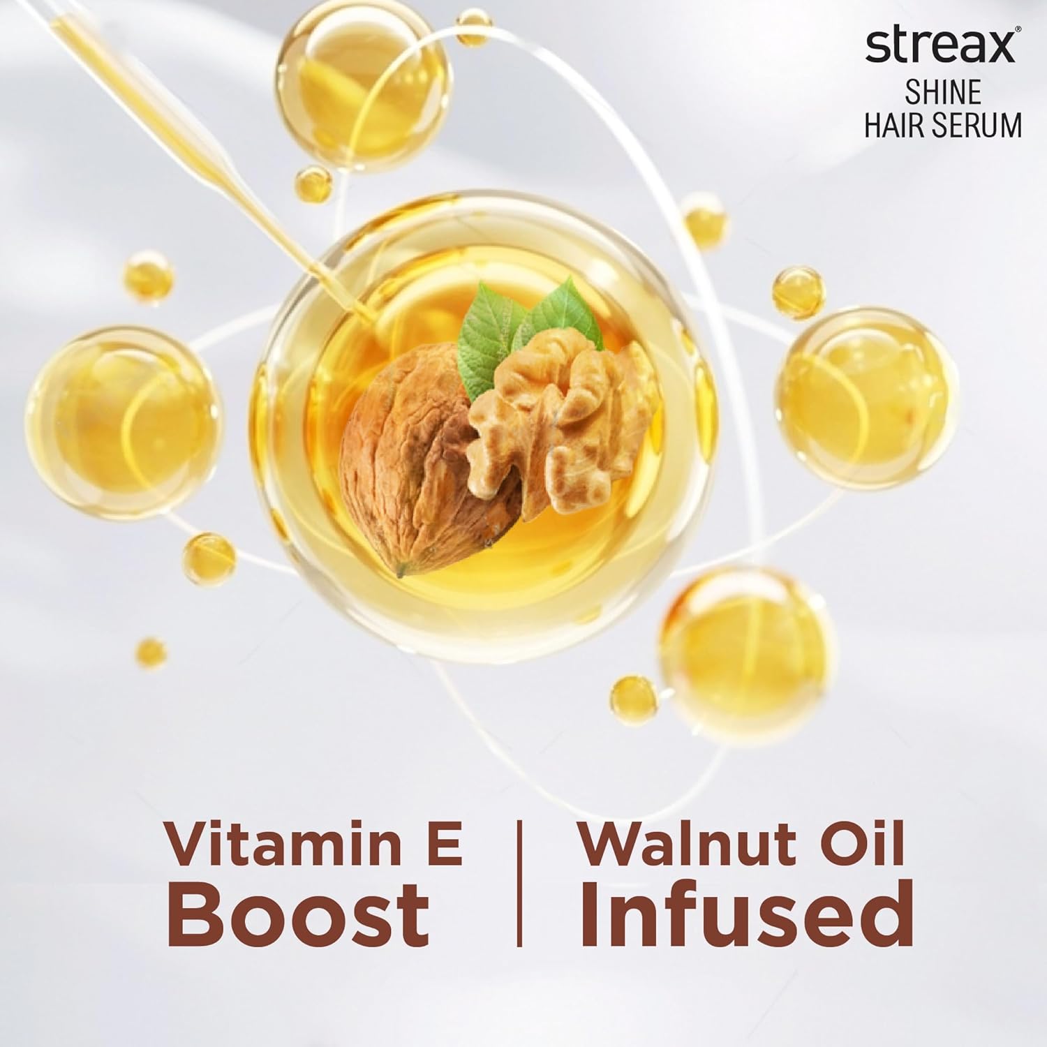 Streax Hair Serum 50ml, Hair serum for Dry & Frizzy Hair,for Women & Men, for Curly Hair, Wavy Hair, Straight Hair, Silk & Shine Vitalised with Walnut Oil – view 3