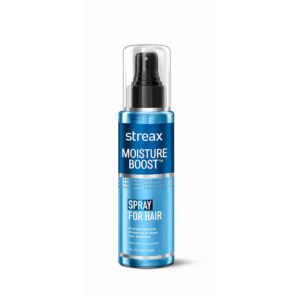 Streax Moisture Boost Spray Hair Serum for Dry Frizzy Hair - 50 ml | Hair Styling Serum for Women & Men | Hydrating, Frizz Free, Smooth & Silky finish I With Fision AquaShield