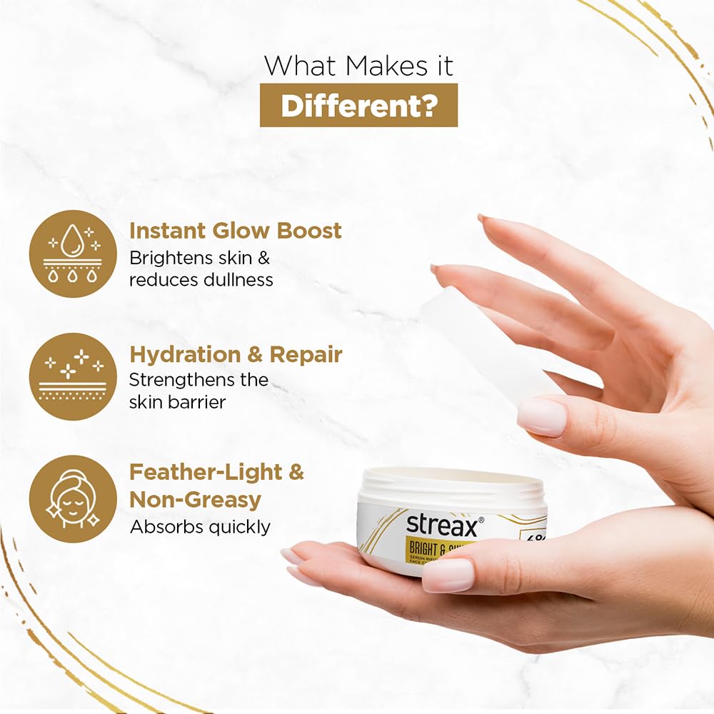 Streax Bright & Shine Serum Infused Face Cream Gel, 50 gm with 6% Vitamin C & Glycolic Acid – view 6