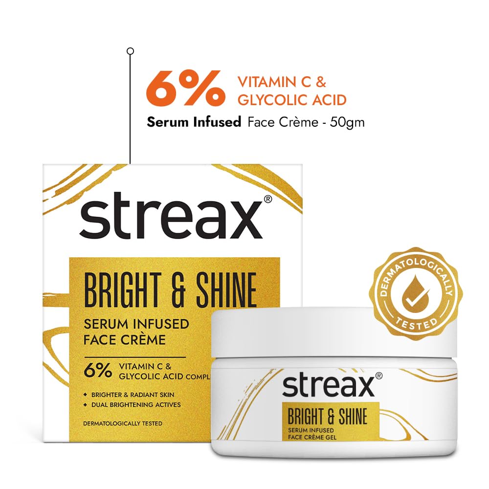 Streax Bright & Shine Serum Infused Face Cream Gel, 50 gm with 6% Vitamin C & Glycolic Acid – view 2