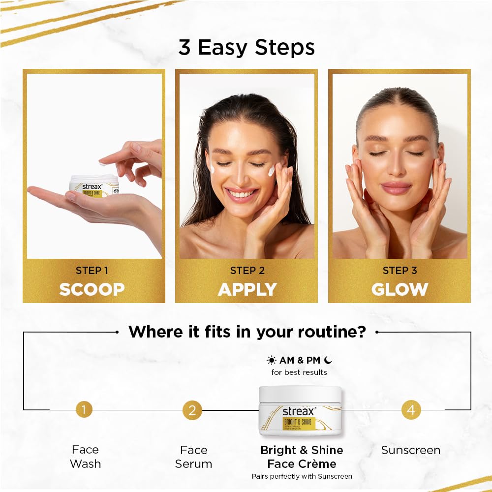 Streax Bright & Shine Serum Infused Face Cream Gel, 50 gm with 6% Vitamin C & Glycolic Acid – view 8