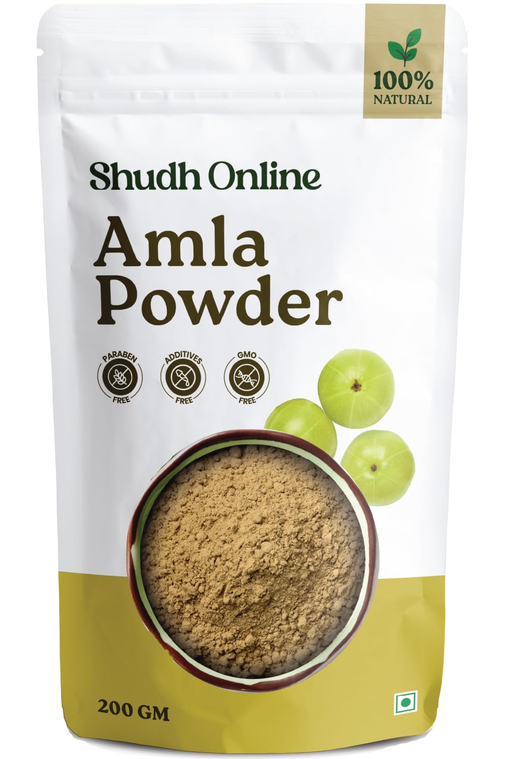 Shudh Online Dry Amla Powder for Hair Growth Organic (200 Grams) | Eating, Drinking - Amala Usirikaya | Avla Gooseberry Fruit Churna (Pure Seedless Edible)