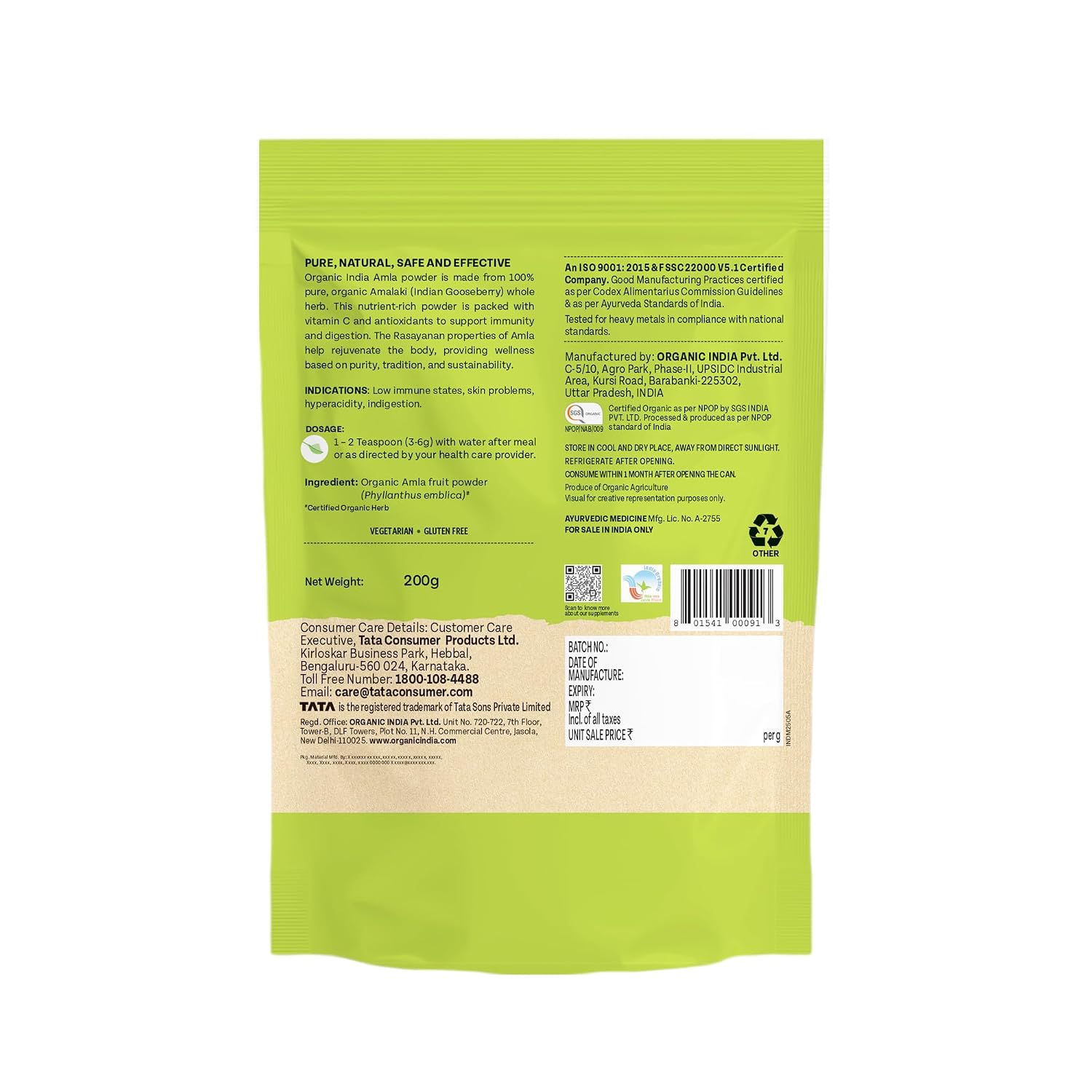 A TATA Product - Organic India Amla Powder, 200g, Whole Hera, Improves Immunity, Boosts Antioxidant, Certified Organic – view 8