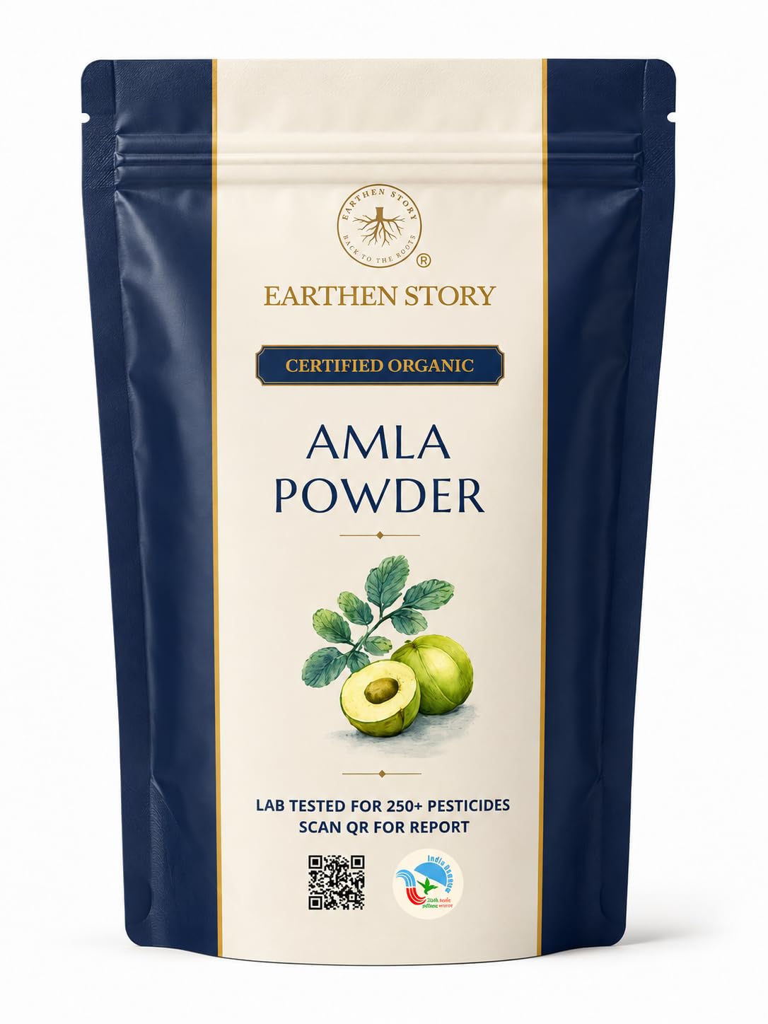 Earthen Story Certified Organic Amla Powder (200g) | Lab Tested for 270+ Pesticides | Indian Gooseberry (Nellikkai) Whole Fruit Powder for Immunity, Hair & Skin | Vitamin C Superfood