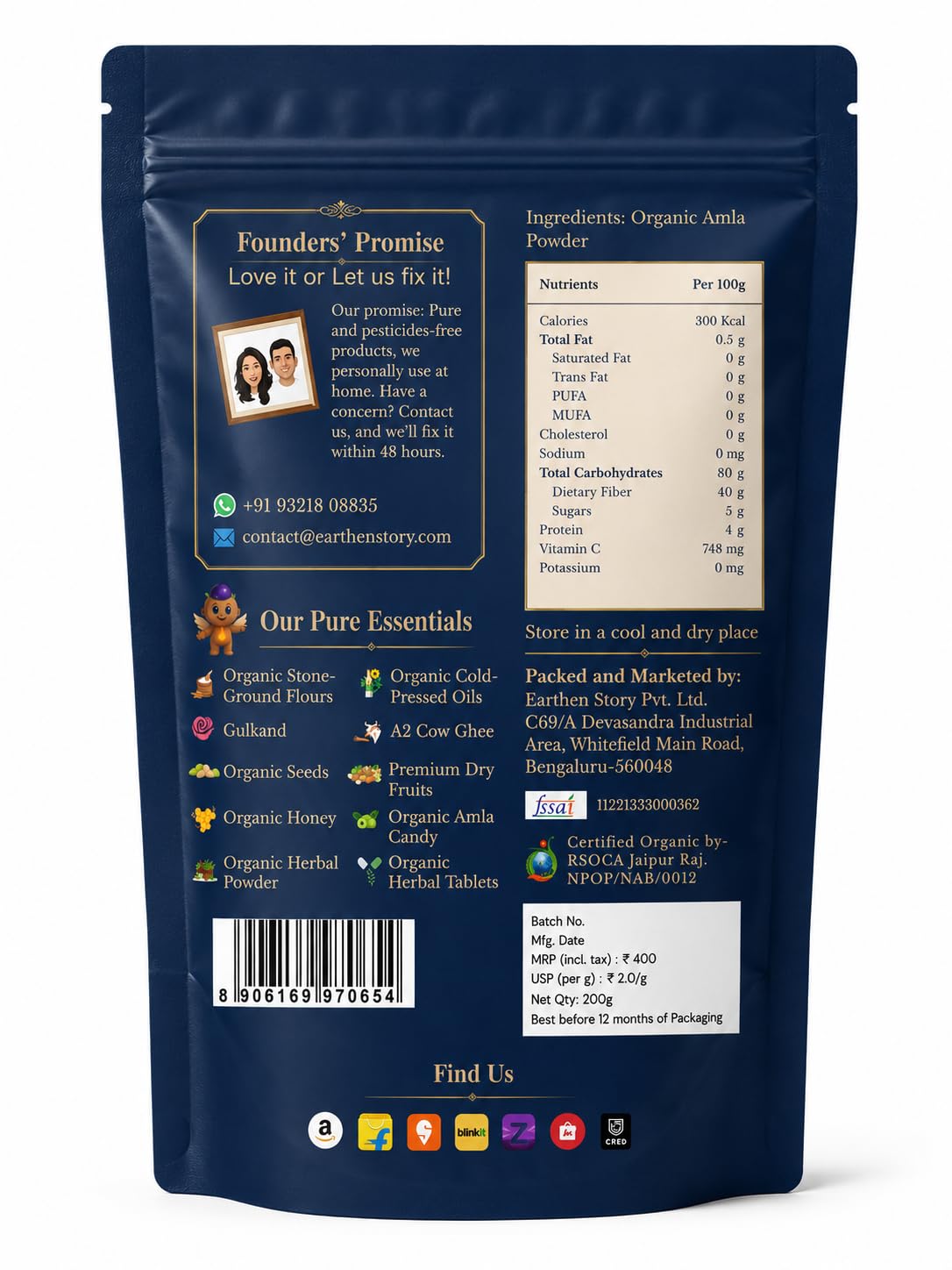 Earthen Story Certified Organic Amla Powder (200g) – view 9