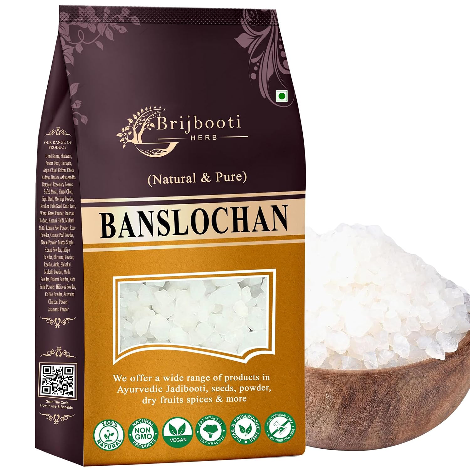 Brijbooti Banslochan - Tabashir - 400g | Vanslochan For Strengthen Bones & Hair Roots | For Eating, Weak Bones, Wrinkles, Cough, Frizzy Hair, Dry Skin