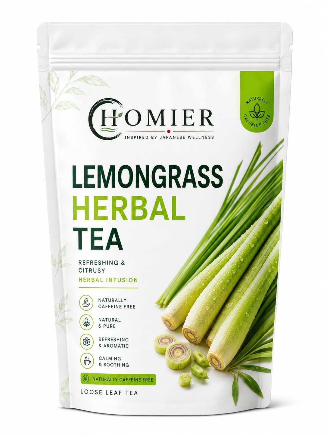 Premium Homier Lemongrass Tea | Herbal Dried Lemongrass | Natural Caffeine-Free Green herb Alternative for Refreshment, Wellness, Iced Tea & Daily Drink | 60gm Loose Tea