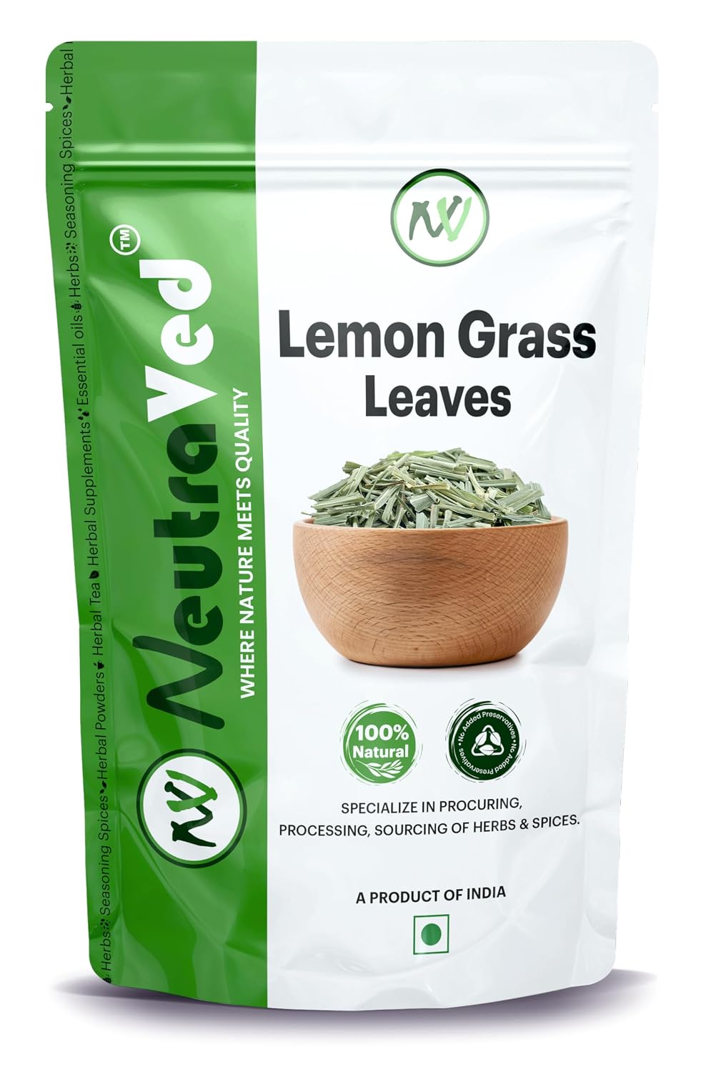 NeutraVed Lemongrass Tea Leaves (100g) | Dried Lemon Grass for Weight Management & Metabolism | Caffeine Free Herbal Tea for Digestion, Bloating & Thai Cuisine | Cymbopogon Citratus
