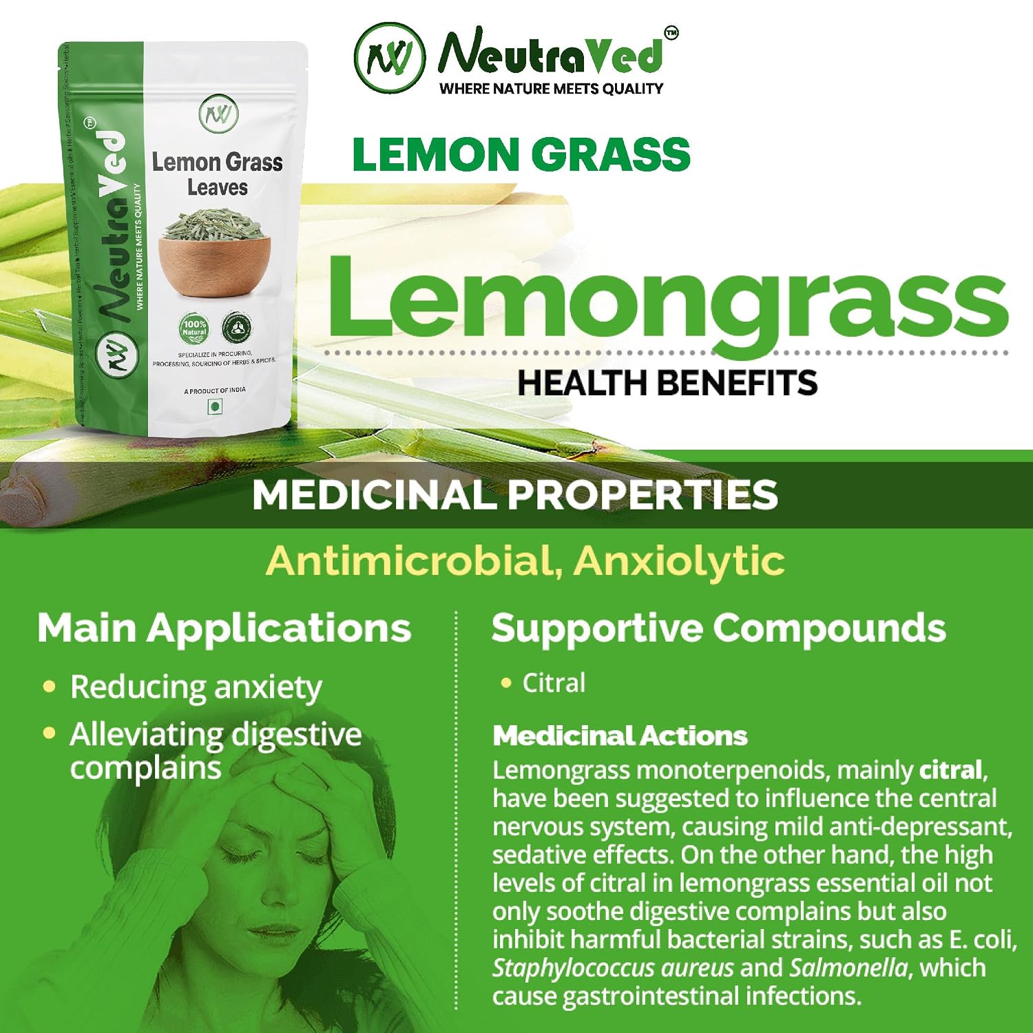 NeutraVed Lemongrass Tea Leaves (100g) – view 3