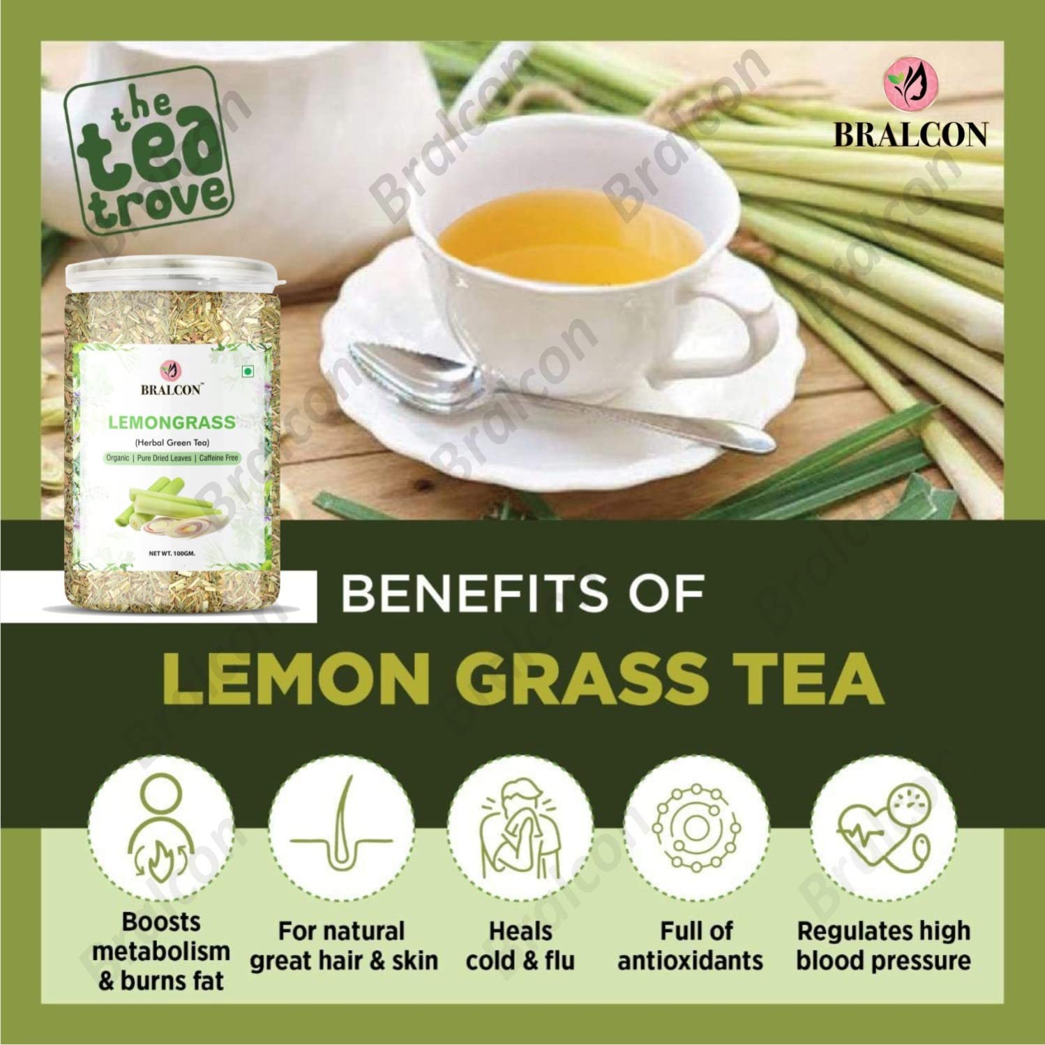 BRALCON Organic Lemongrass Herbal Tea - 100g – view 5