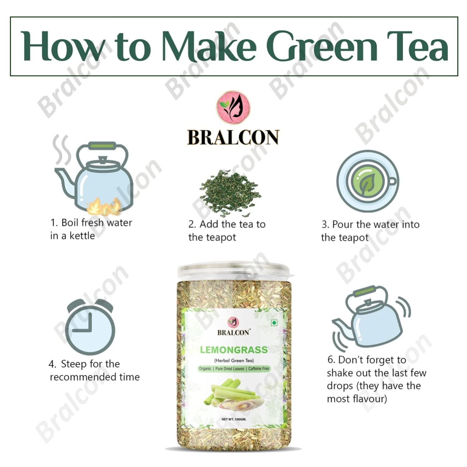 BRALCON Organic Lemongrass Herbal Tea - 100g – view 8