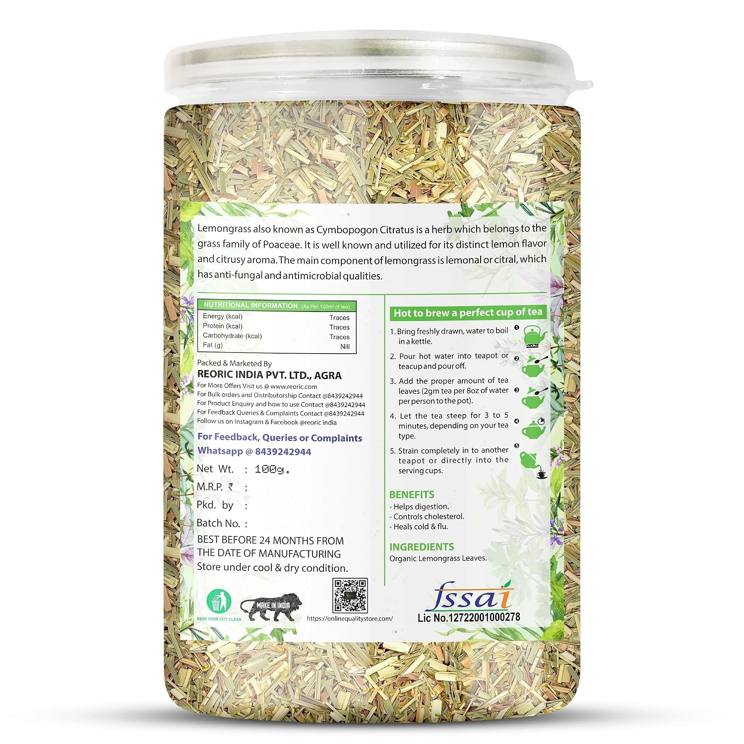 BRALCON Organic Lemongrass Herbal Tea - 100g – view 3