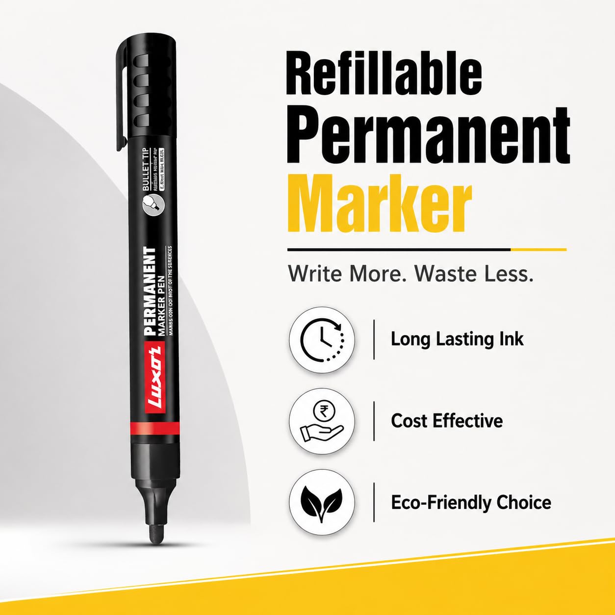 Luxor Refillable Permanent Markers, Black Ink, Pack of 10 – view 2