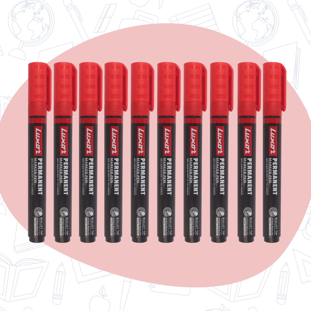 Luxor Refillable Permanent Marker, Red - Pack of 10 – view 3
