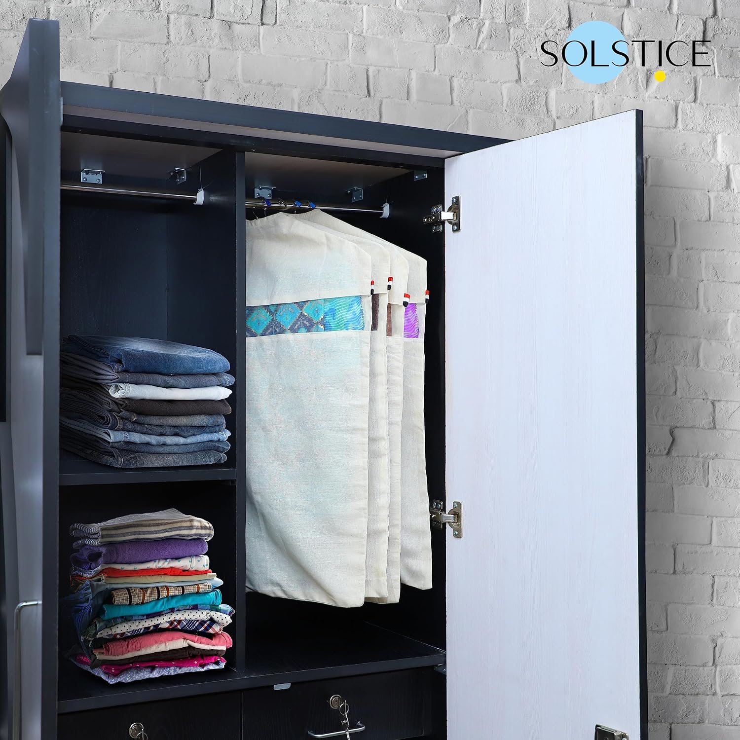 SOLSTICE Hanging Cotton Saree Covers for Wardrobe Storage, Pack of 6 – view 6