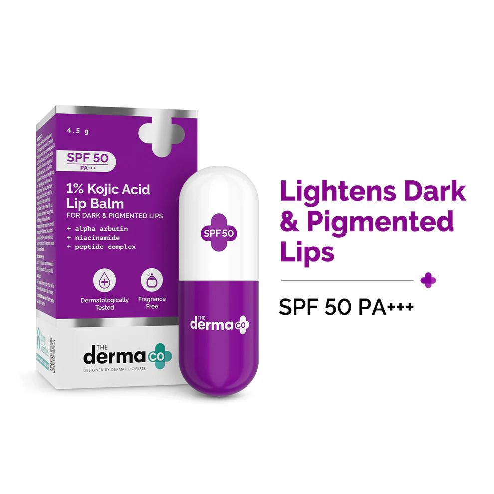 The Derma Co 1% Kojic Acid Lip Balm with Alpha Arbutin & Hyaluronic Acid with SPF 50 - 4.5g
