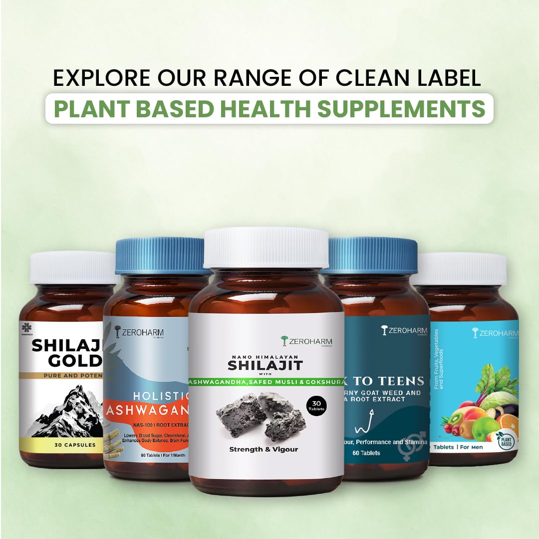 ZEROHARM Nano Himalayan Shilajit with Ashwagandha, Safed Musli & Goksura, 30 Tablets – view 6