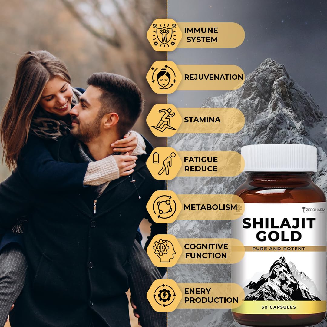 ZEROHARM Nano Shilajit Gold Capsules - Himalayan Shilajit 500 mg, 30 Capsules – view 3