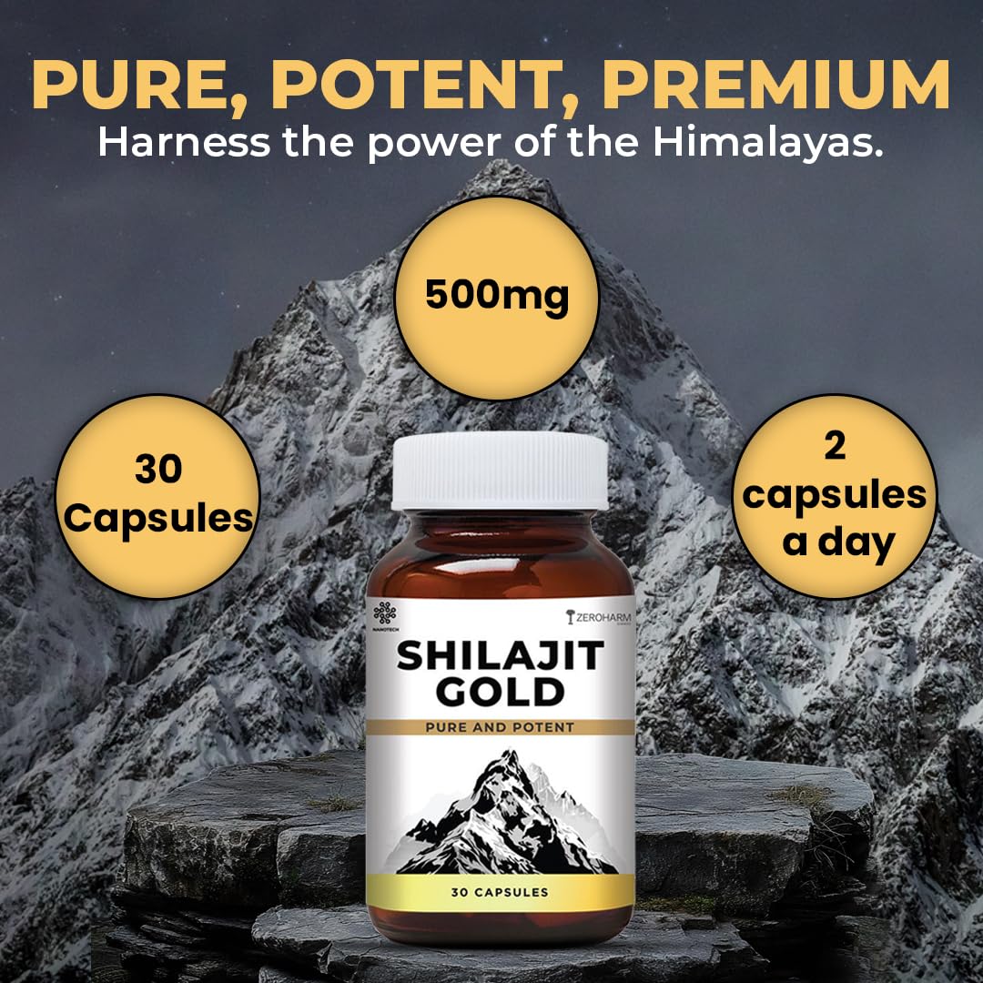 ZEROHARM Nano Shilajit Gold Capsules - Himalayan Shilajit 500 mg, 30 Capsules – view 2