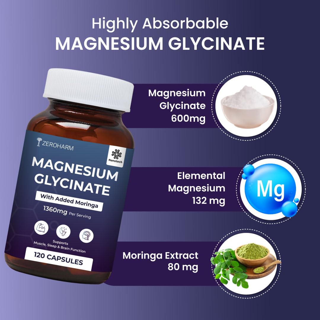 ZEROHARM Magnesium Glycinate Supplement with Iron, Folic Acid, Zinc & Vitamin B12 – view 4