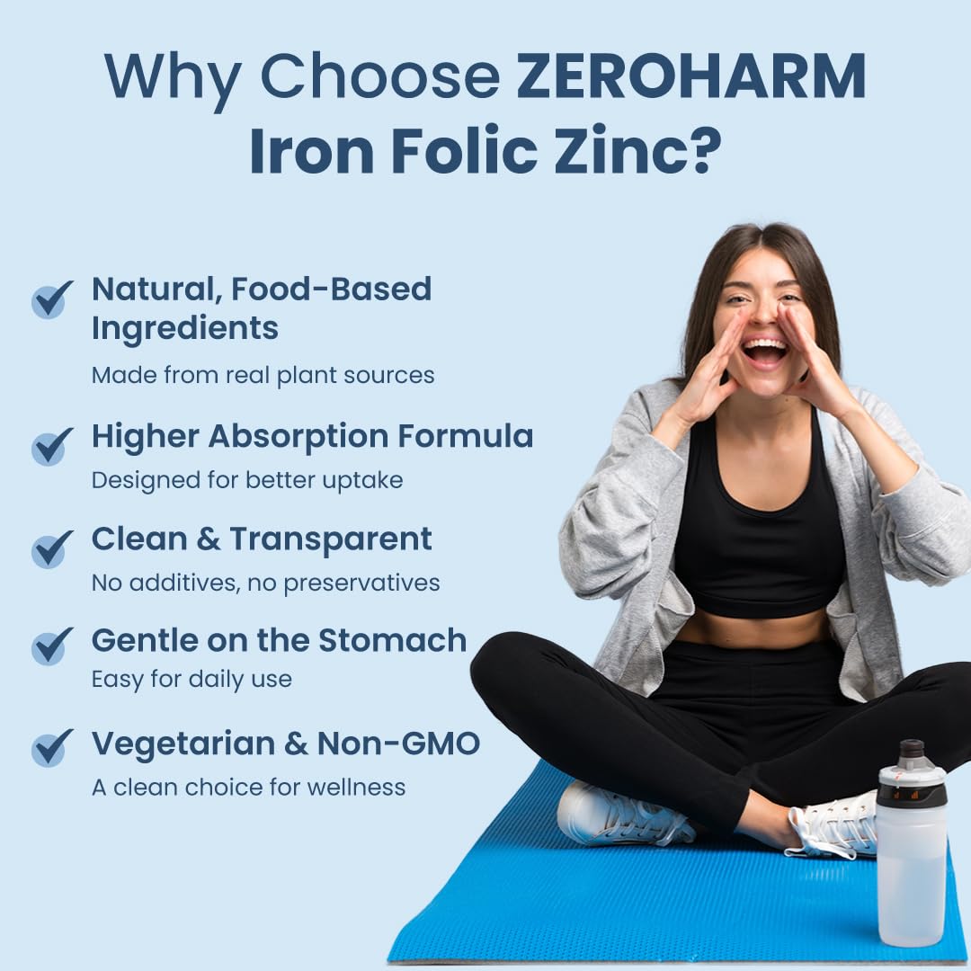 ZEROHARM Magnesium Glycinate Supplement with Iron, Folic Acid, Zinc & Vitamin B12 – view 9