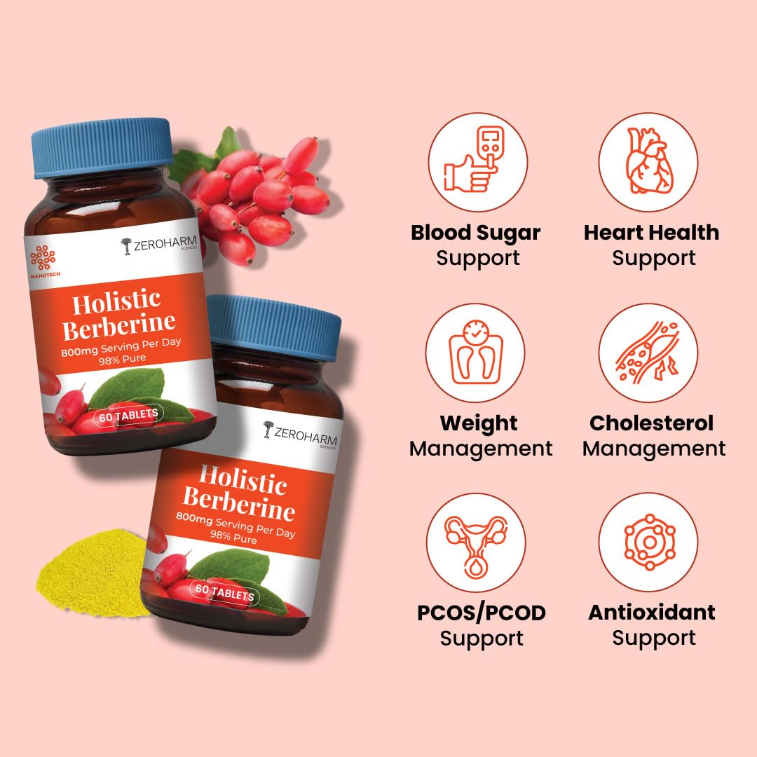 ZEROHARM Holistic Nano Berberine Tablets 98% Pure, 800 mg per Serving, 60 Tablets – view 4