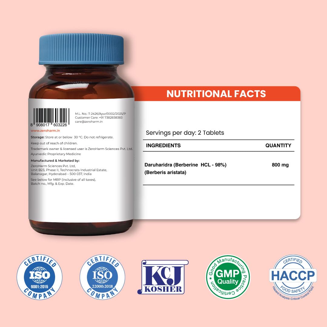 ZEROHARM Holistic Nano Berberine Tablets 98% Pure, 800 mg per Serving, 60 Tablets – view 9