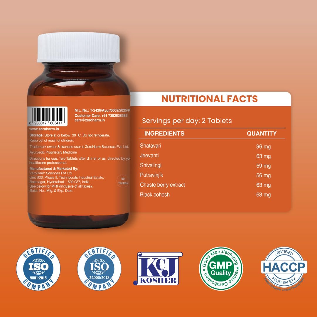 ZEROHARM Narie Fertility Formula Tablets, 60 Vegetarian Tablets – view 3