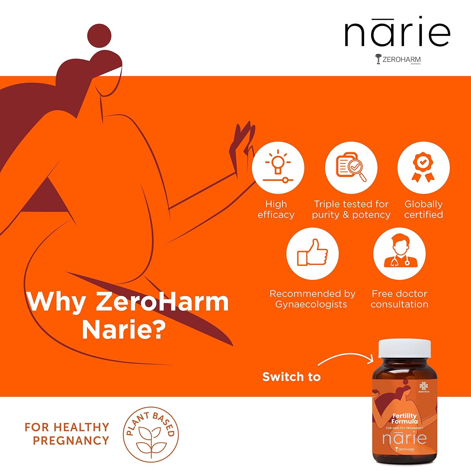 ZEROHARM Narie Fertility Formula Tablets, 60 Vegetarian Tablets – view 8
