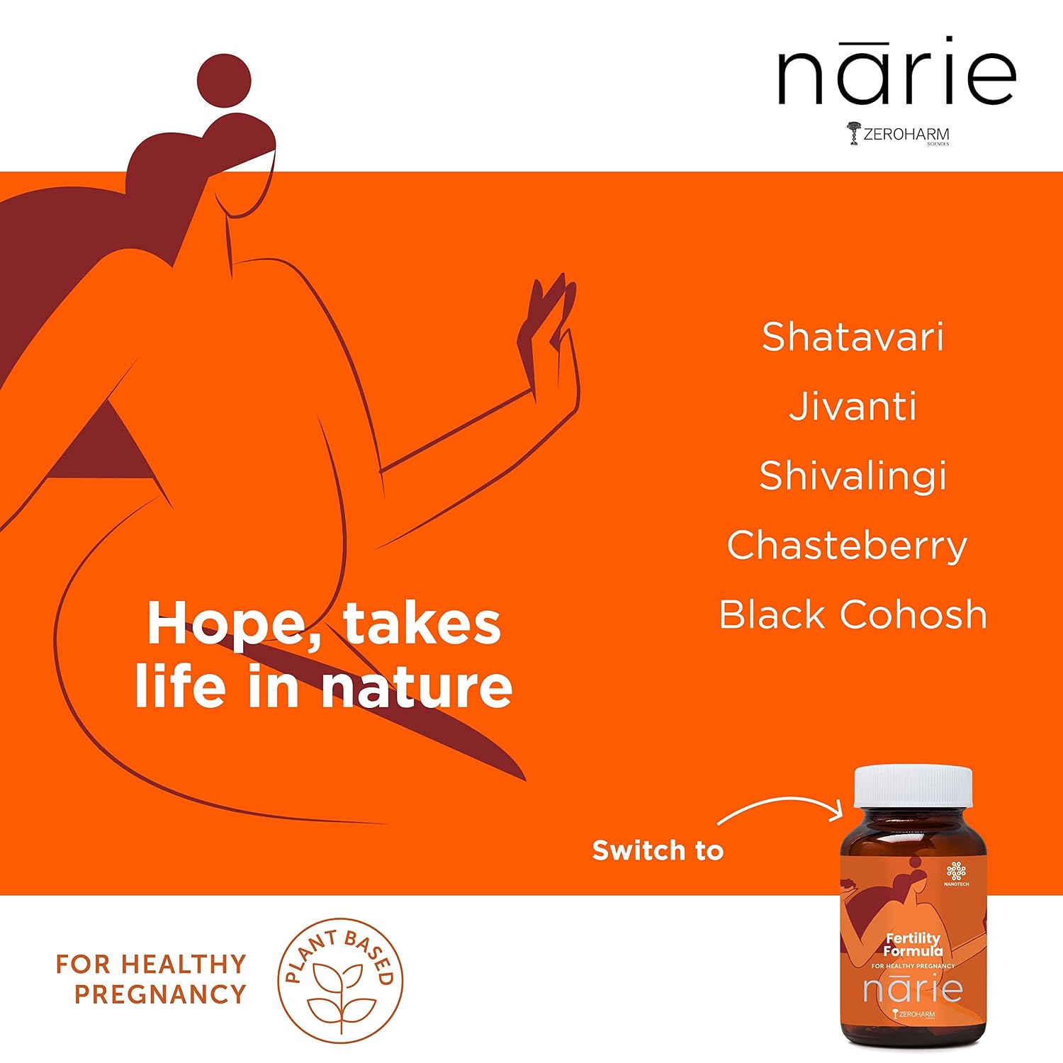 ZEROHARM Narie Fertility Formula Tablets, 60 Vegetarian Tablets – view 6