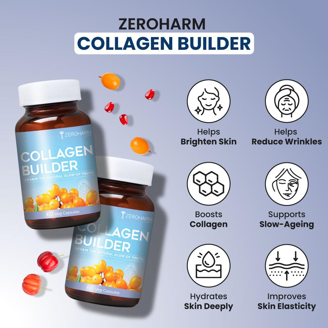 ZEROHARM Plant-Based Collagen Builder with Seabuckthorn, Vitamin C, Panax Ginseng & Biotin - 60 Capsules – view 3