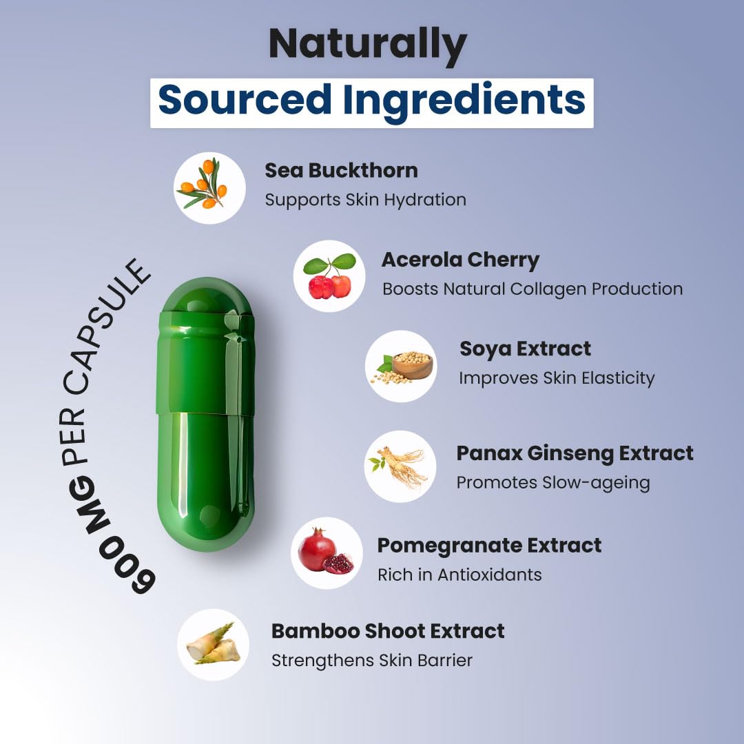 ZEROHARM Plant-Based Collagen Builder with Seabuckthorn, Vitamin C, Panax Ginseng & Biotin - 60 Capsules – view 2