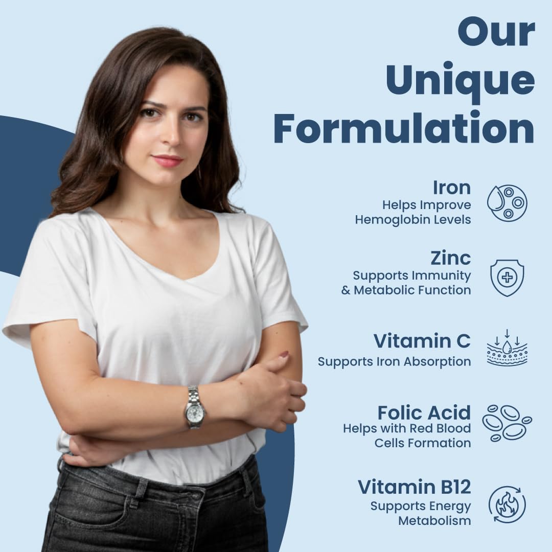ZEROHARM Iron, Zinc, Folic Acid & Vitamin B12 Tablets - Plant-Based, 60 Tablets – view 4