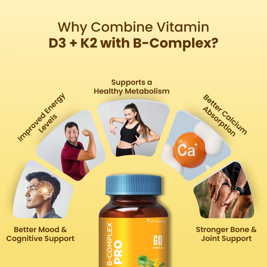 ZEROHARM B-Complex Pro with Vitamin D3 & K2-7, 60 Vegetarian Capsules – view 8