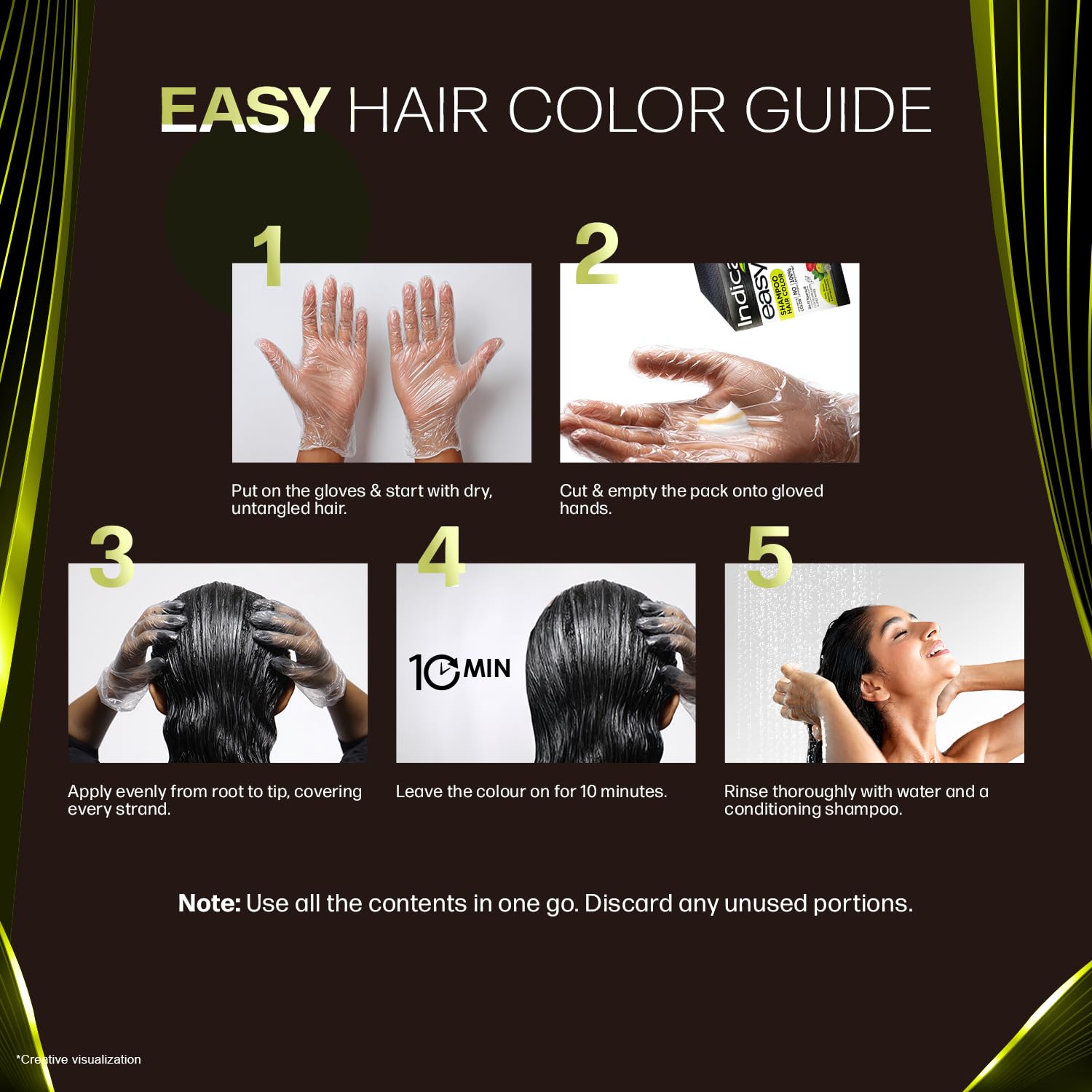 Indica Hair Color Shampoo, Dark Brown, Ammonia Free, 180 ml – view 5