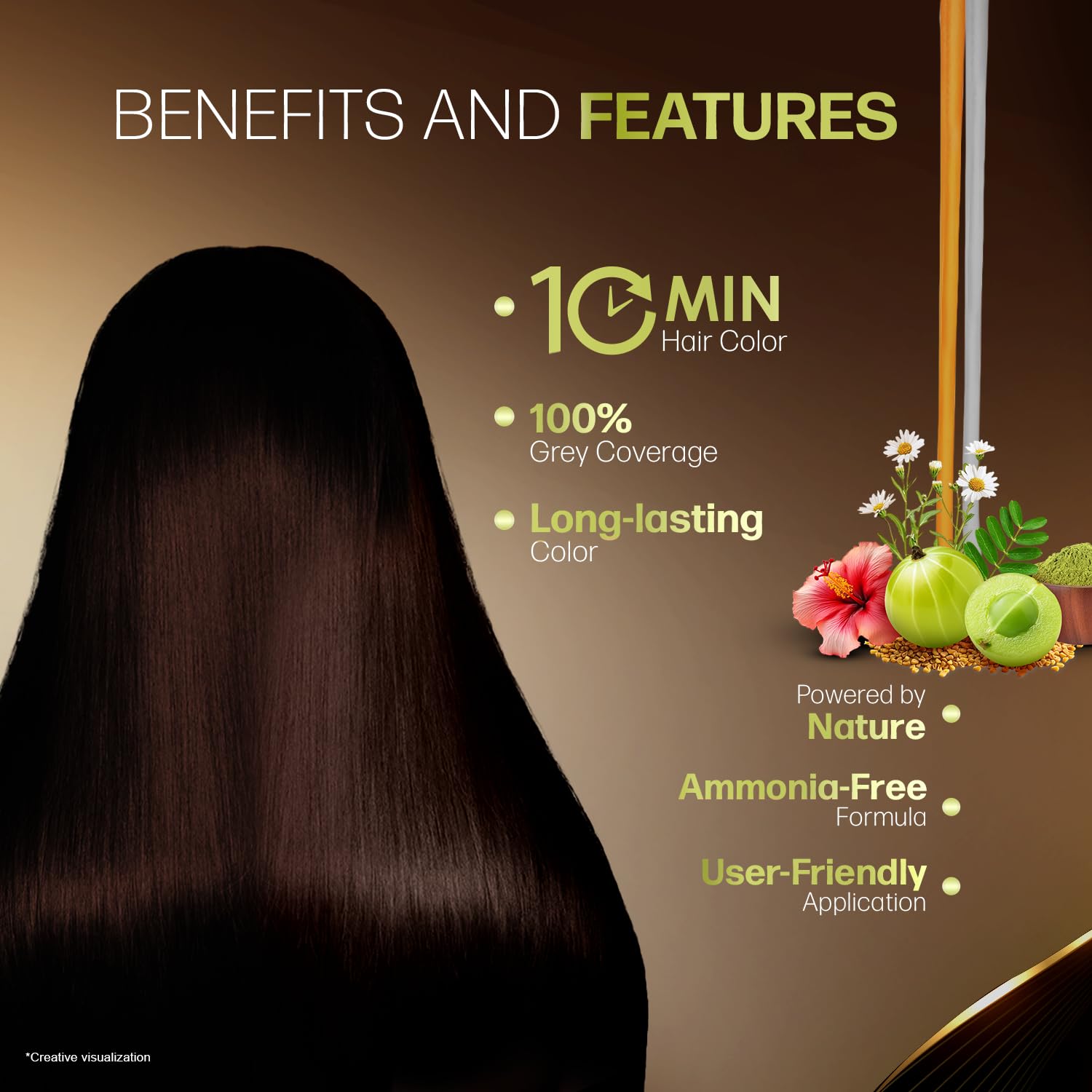Indica Hair Color Shampoo, Dark Brown, Ammonia Free, 180 ml – view 4
