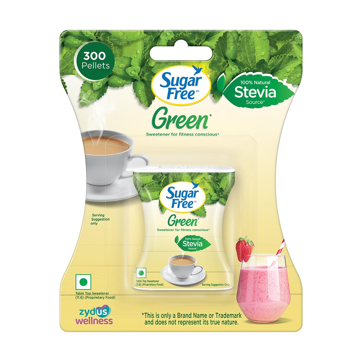Sugar Free Green Stevia, 300 Pellets |100% Plant-based Natural Sweetener | 100% Natural Meethi Tulsi (Stevia) leaves| Sweet like Sugar but with zero calories | 30g